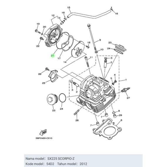 KARET ORING FOUR TUTUP KETENG SCORPIO ASLI ORI YAMAHA 93211 05471