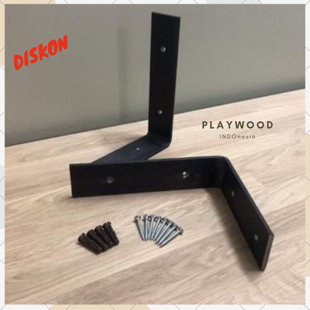 PlayWood -  Besi Siku ambalan dinding / siku l ambalan dekorasi dinding