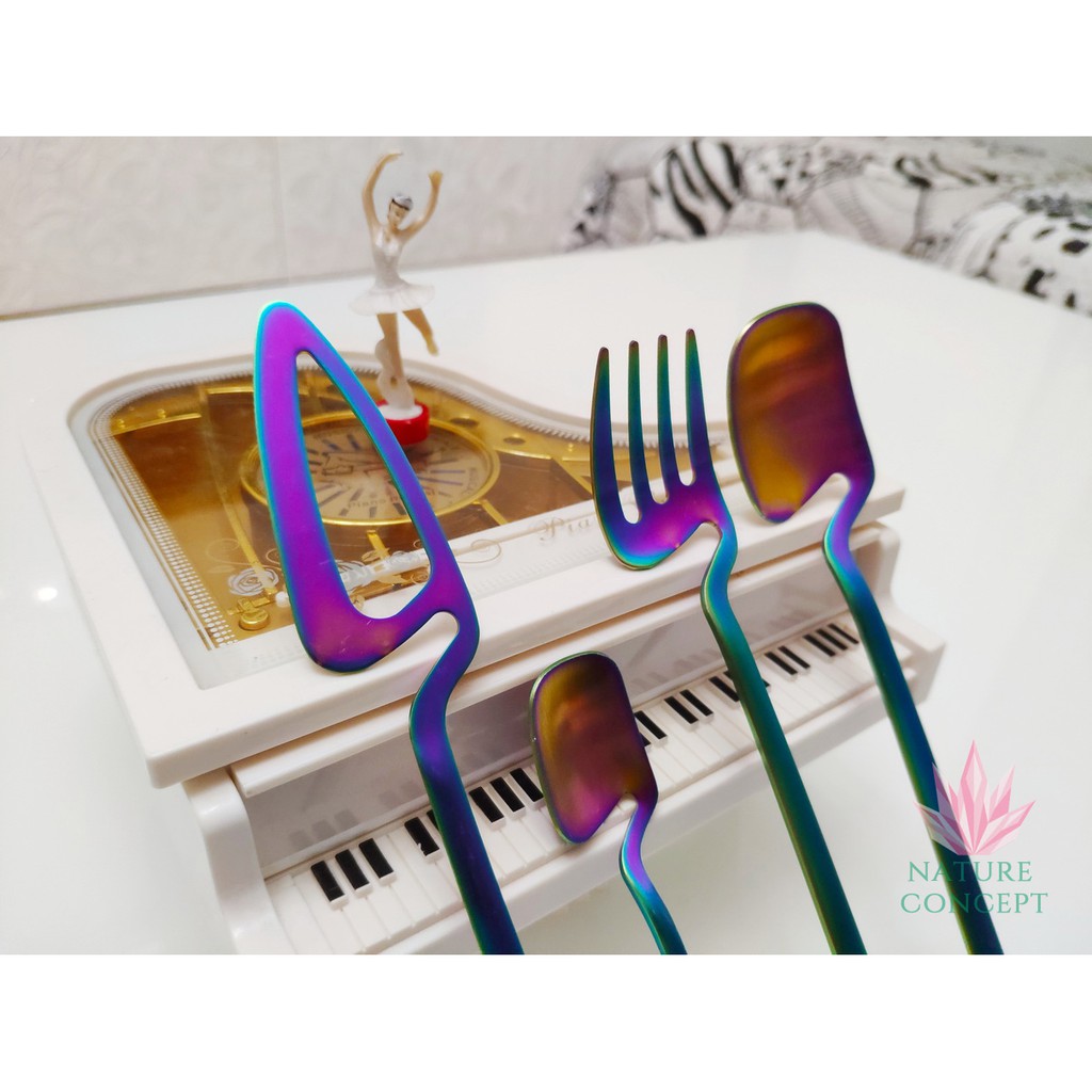 Sendok Garpu Pisau SET Unik Stainless Steel Fork Spoon Set (4 pcs)