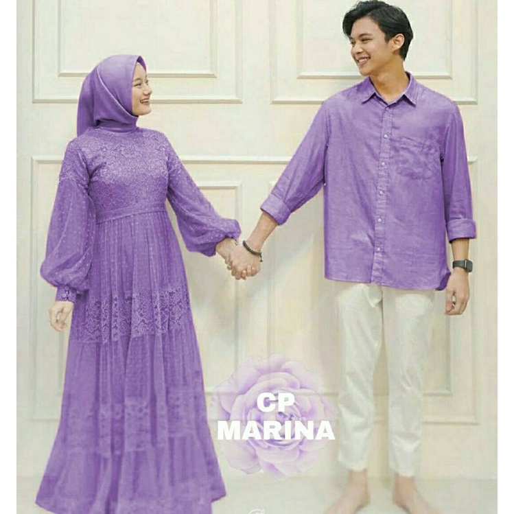 CP Couple Kondangan Maxi Maxy Dress Tiledot Brukat Kemeja Moscrepe Marina