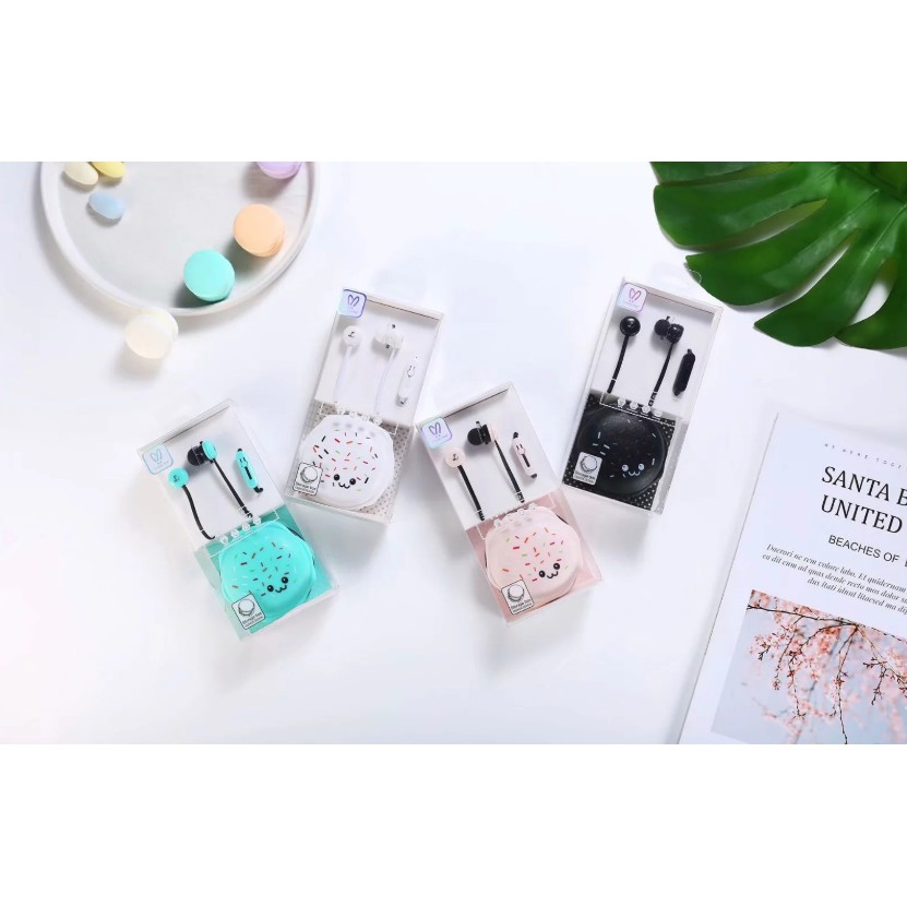 [Q-42] Headset Earphone Karakter ROTI MESES SPRINKLE / Wadah Headset Bentuk Roti Sprinkle Meses