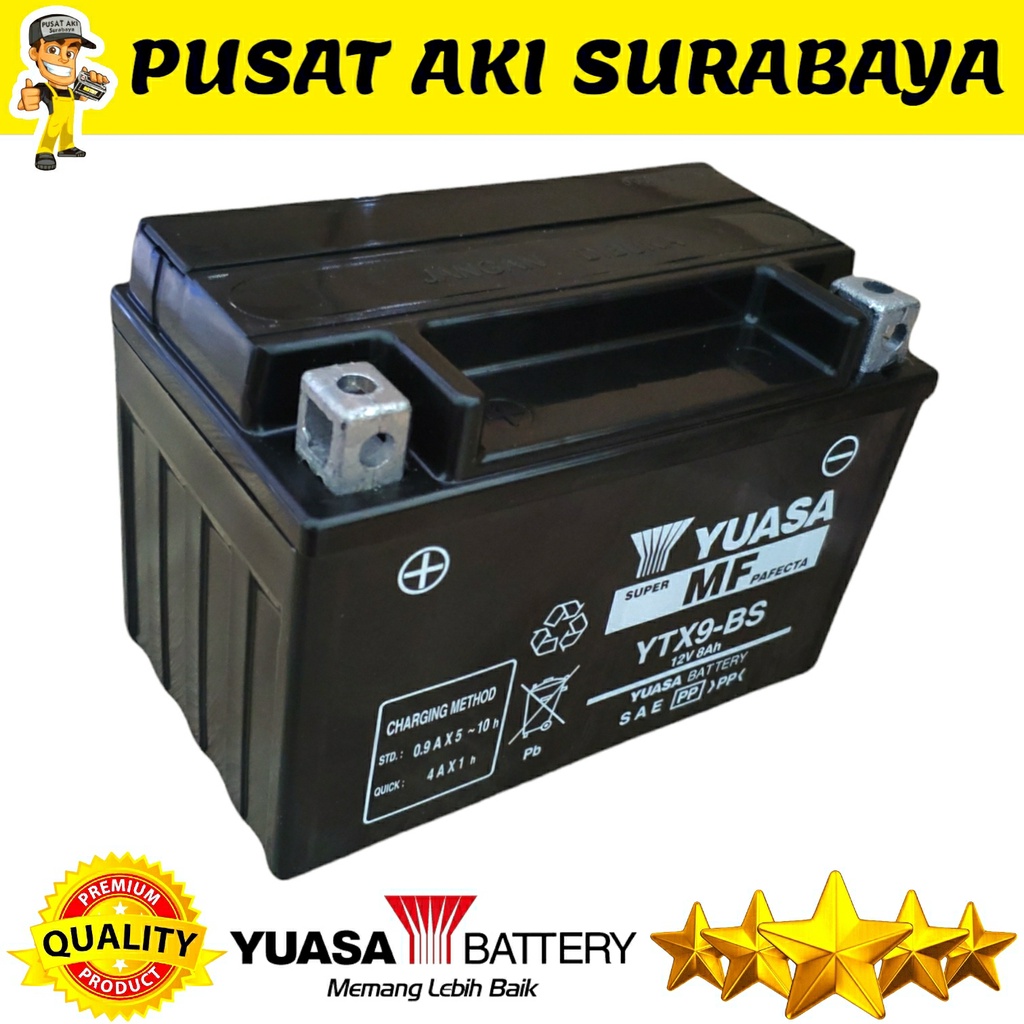 ASLI ORIGINAL AKI YUASA YTX9 BS 8 AMPER NINJA 250 ACCU PIAGGIO ZIP T MAX CBR 600 INAZUMA MBTX9U MTX7A