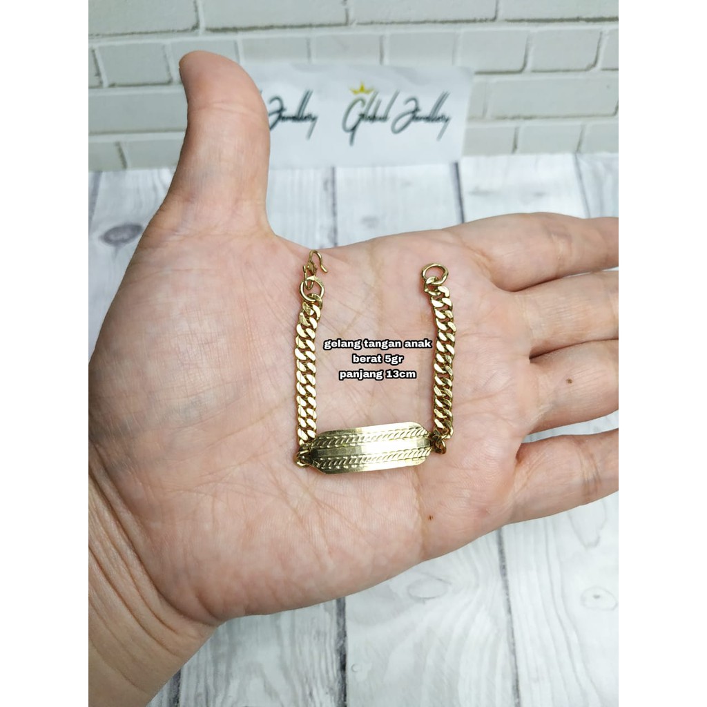 GELANG TANGAN PLAT ANAK GOLD PERAK ASLI S925 GLOBAL JEWELLERY CK007