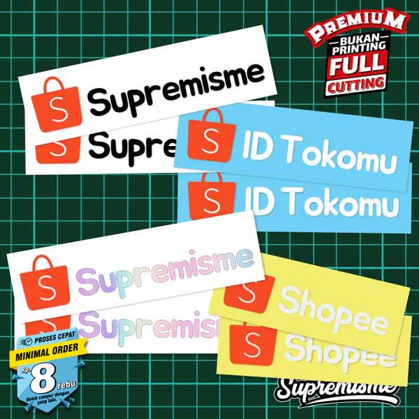 Stiker Custom Nama Shopee / Sticker Kostum Nama Toko Shopee / Stiker Shopee / Sticker Nama Toko Shopee Glossy Waterproof / Sticker Hologram Nama Shopee