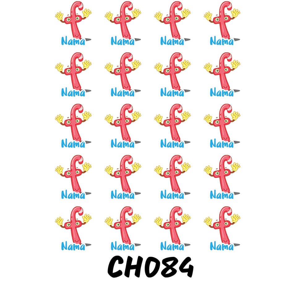 

Sticker Nama Cutting Label Waterproof Tahan Air Huruf 84 (CH084)