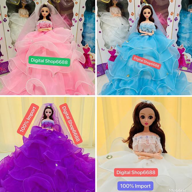 Gaun Pernikahan Boneka Barbie & Led Ukuran Tinggi 50Cm - Biru Muda - Termurah 