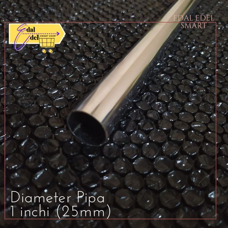 Pipa bulat 1" Ukuran 1 meter Pipa besi bulat crome stainless 100cm gantungan baju display