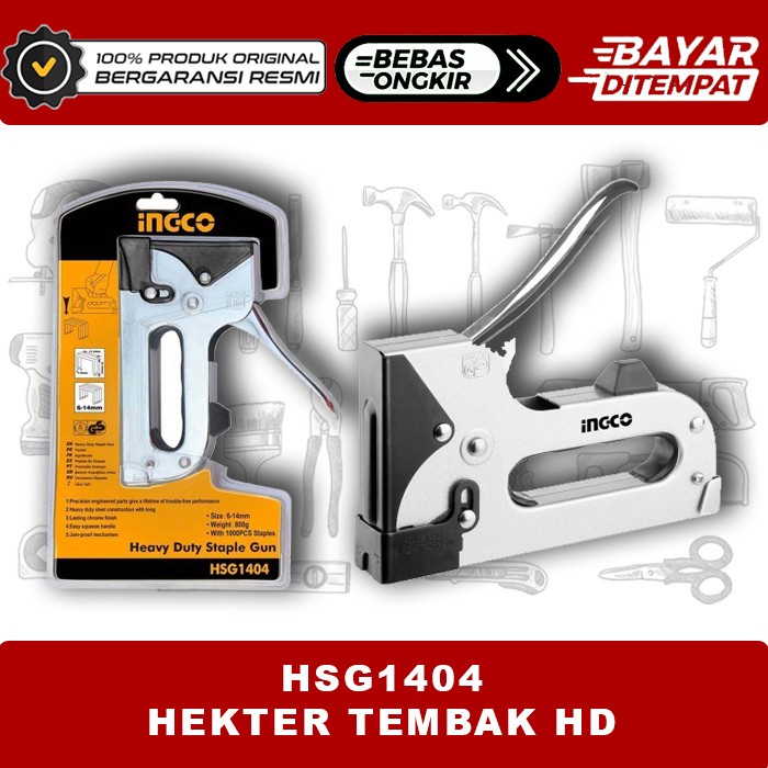 

Paku Staples Hekter Gun Tacker Tembak Manual Industrial INGCO HSG1404