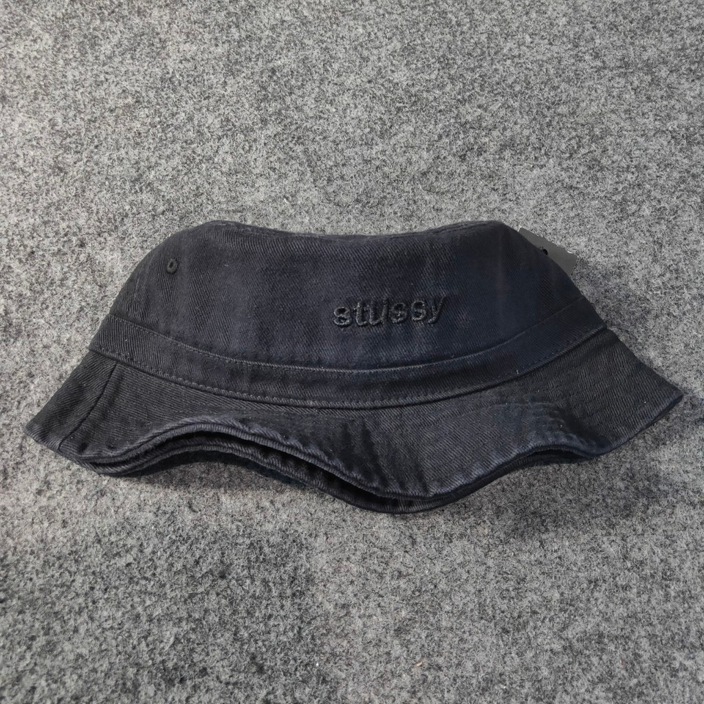 STUSSY AURORA WASHED BUCKET HAT BLACK | TOPI PANTAI PRIA WANITA UNISEX