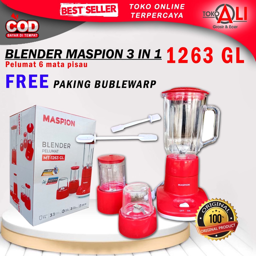 Jual BLENDER MASPION MT 1263 GL 3 in 1 (gelas) Shopee Indonesia