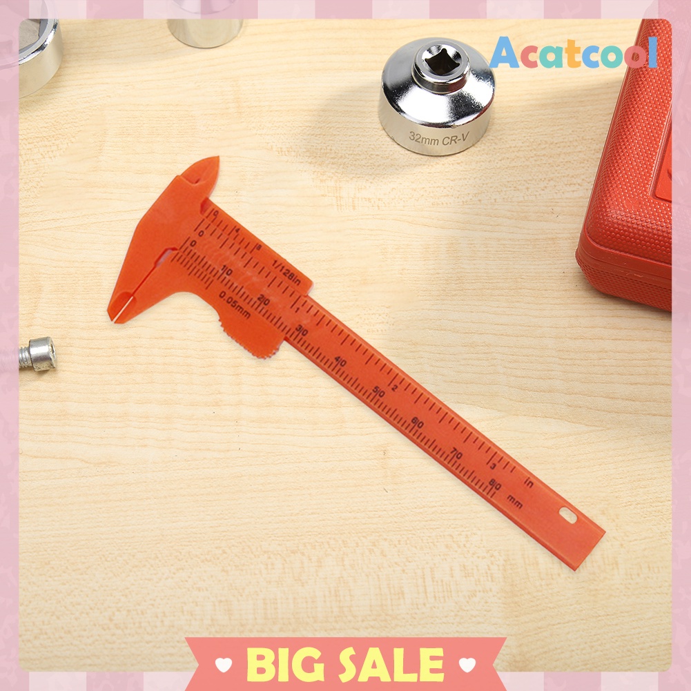 Mini 80mm Double Scale Plastic Vernier Caliper Ruler Gauge Measuring Tools