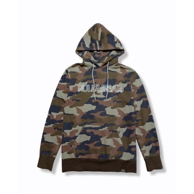 hoodie pull and bear camo brown original second