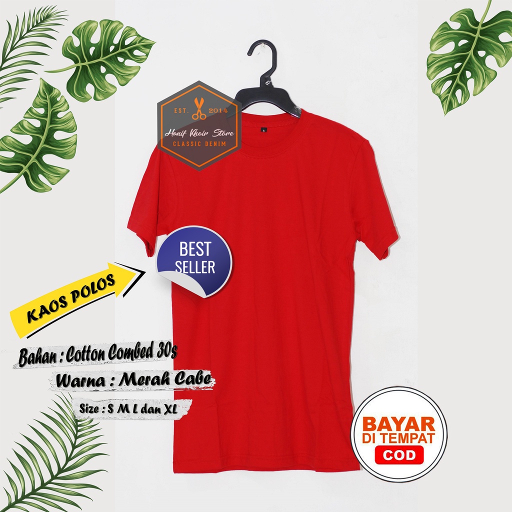 KAOS POLOS TERLARIS COTTON 100%, COMBED 30S  BANYAK WARNA PRIA/WANITA CEWEK/COWOK MURAH DAN GROSIR