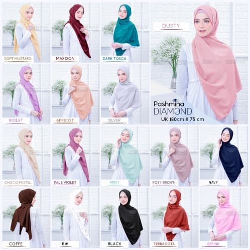 PASHMINA- PASHMINA DIAMOND HIJAB PANJANG JILBAB SEGI EMPAT POLOS PANJANG -PASHMINA.