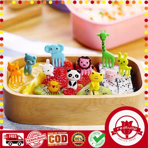 Set 10Pcs Garpu Buah Mini Tusukan Bento Karakter Lucu