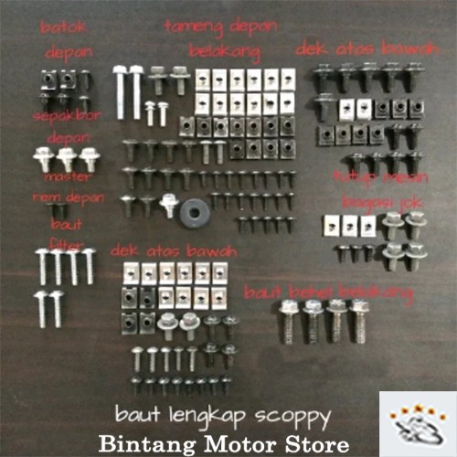 Full Set Baut Full Body Motor Honda Scoopy Lengkap