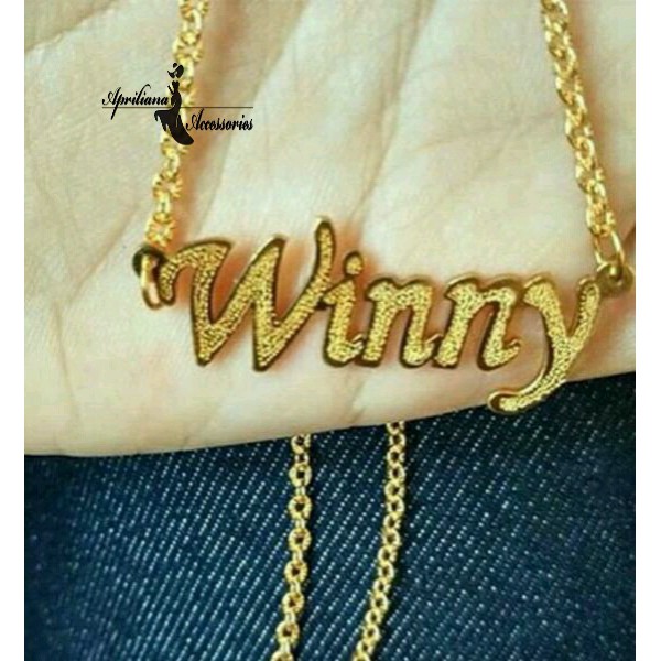 Kalung nama kekinian lapis emas murni