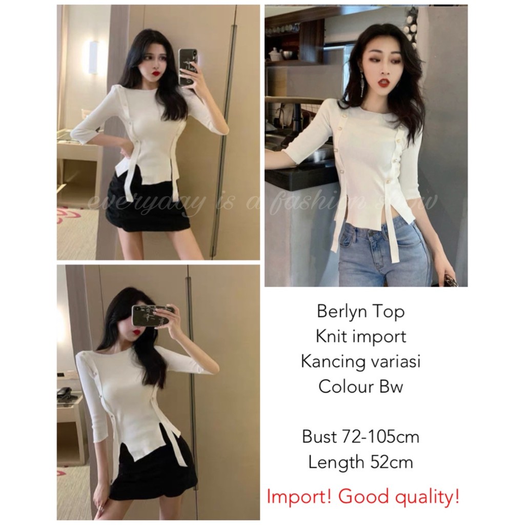 Blouse Berlyn top import(HNN)(rajut, Uk M-XL 72-105cm, Pj 52cm). hn