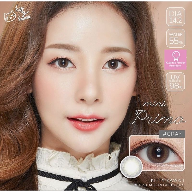 SOFTLENS MINI PRIMO KITTY KAWAII GRAY BROWN NORMAL MINUS NATURAL