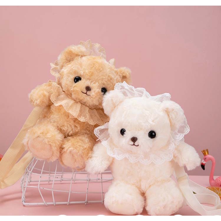 RATU ELIZABTH Tas beruang tedy bear bulu lucu imut gemoy Selempang Wanita Baru Boneka Mewah Kasual Tas Kepribadian Kartun Beruang Tas B2405 nonie