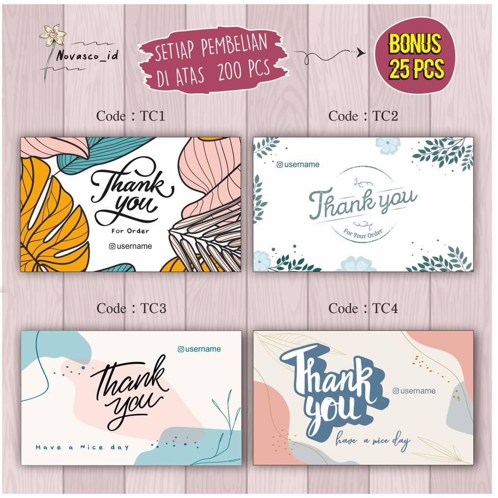  THANK  YOU  CARD CUSTOM FREE DESAIN  Shopee Indonesia