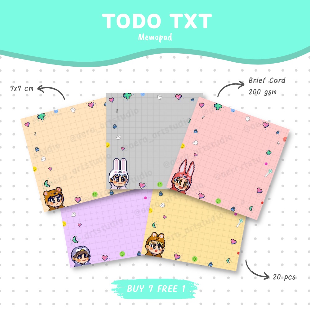 

(20 pcs) Todo TXT : Memopad - by Aera Art Studio | Cute Korean Memo Pad - Memo TXT - Memo Set Kpop - Boygroup Memo - Kertas Memo Murah Lucu - Grid Memo - Notepad
