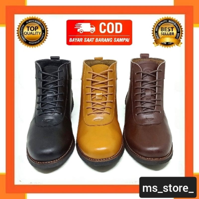 sepatu boots pria kulit asli ALOOF CARE ZIP ORIGINAL