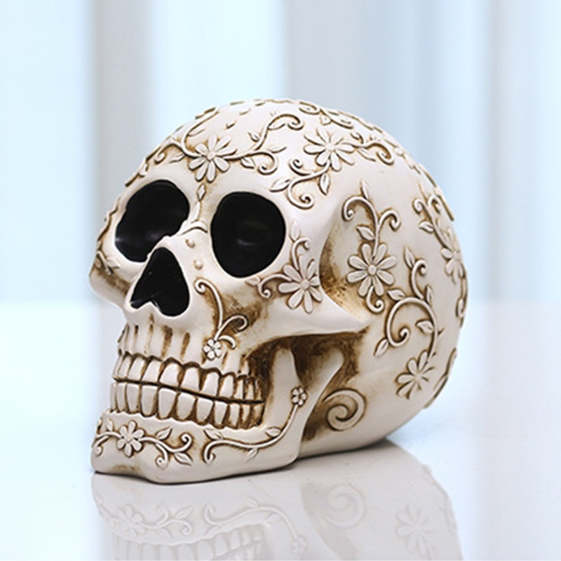 Ornamen Kepala Tengkorak Bahan Resin Untuk Properti Halloween