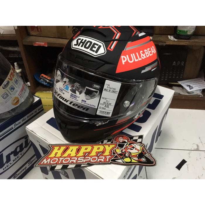 HELM FULLFACE SHOEI X14 MARQUEZ BLACK CONCEPT S M L XL 2XL ORI JAPAN