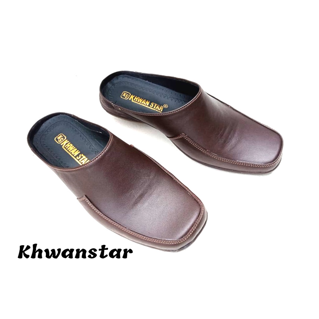 Khwanstar Slop Bustong Kulit Pria Sendal Sepatu Pria Jalan dan Sandal Sepatu Tutong Selop Cowok