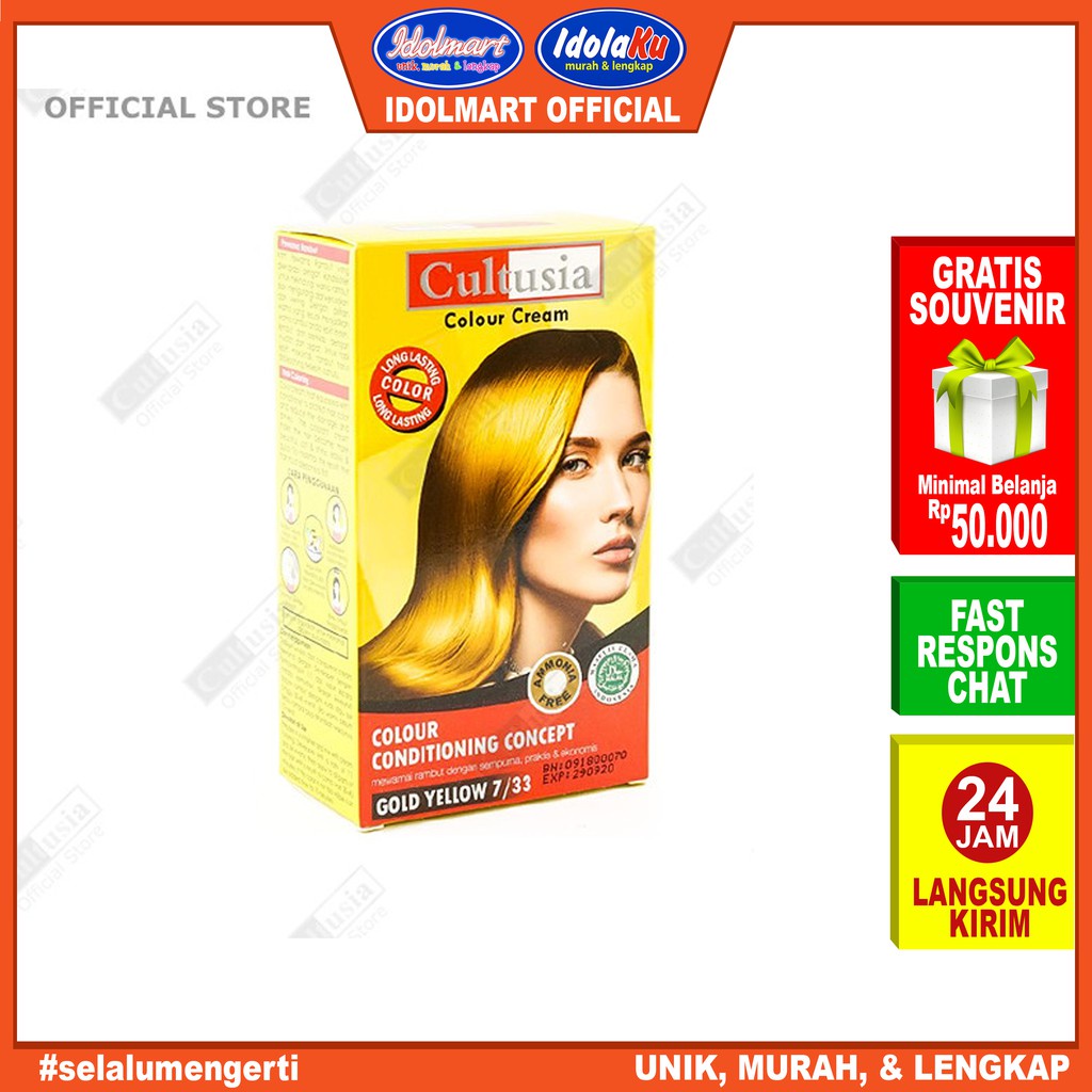 IDOLAKU Pewarna rambut Cultusia Hair Color Gold Yellow 7/33 30 ML