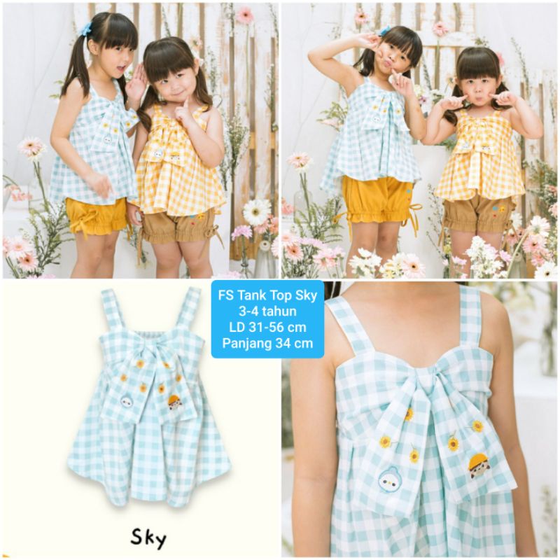 Ready Sally and Piper x Ziel Kids Peeta Tanktop Sky 3-4 tahun