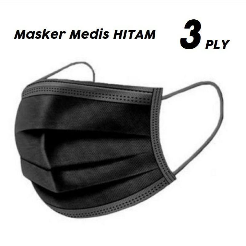 MASKER MEDIS HITAM 3 PLY ARTIS KOREA