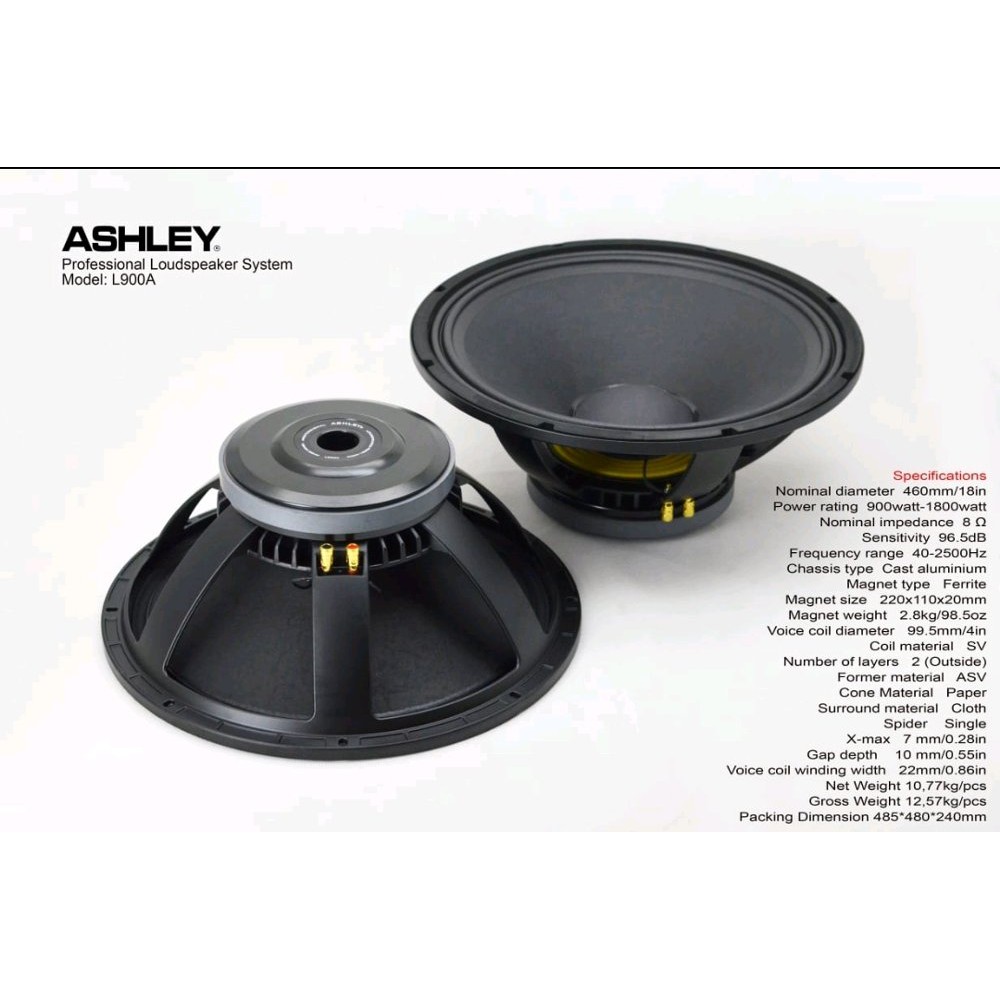 Promo  SPEAKER KOMPONEN ASHLEY L900A 18 INCH 900 WATT 1800 WATT