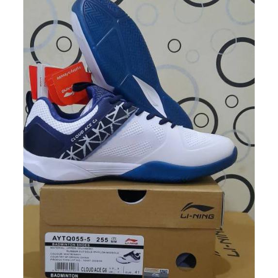 10.10 SEPATU BADMINTON LINING CLOUD ACE G6 - WHITE NAVY - CUSHION - ORIGINAL
