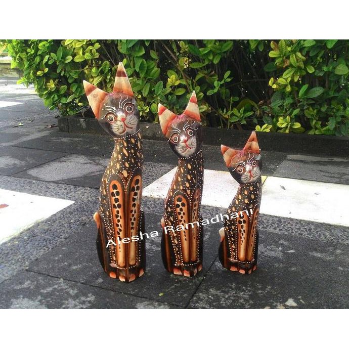 Ready Oke] Patung Kucing Set Isi 3,Pajangan Kucing,Bali Souvenir
