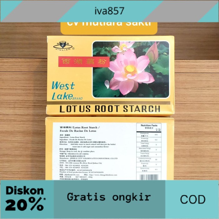 

PROMO LOTUS ROOT STARCH / MINUMAN SERBUK PATI AKAR TERATAI WEST LAKE 250gram GRATIS ONGKIR