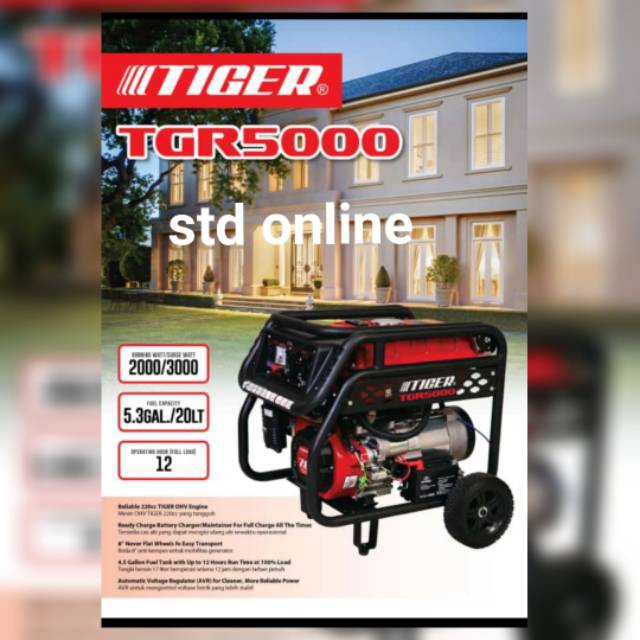 PROMO MURAH  Tgr5000 genset generator tiger mesin genset mati lampu TGR5000