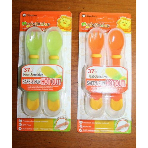 SIMBA THERMOCHROMIC SPOON &amp; FORK SET/SENDOK MAKAN p3342-G