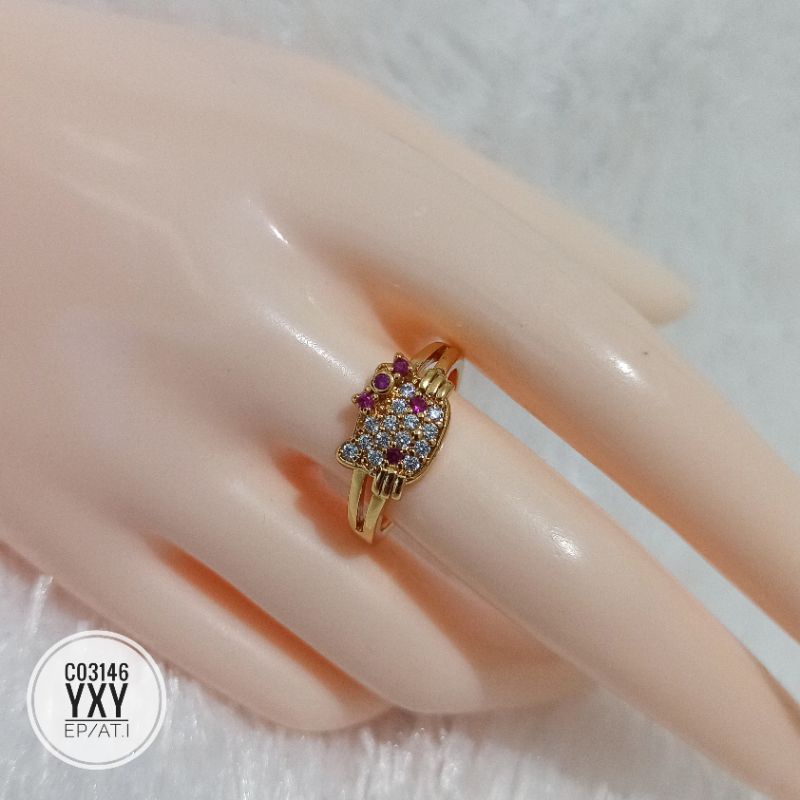 Cincin Yaxiya Motif HK zircon Warna Gold C03146