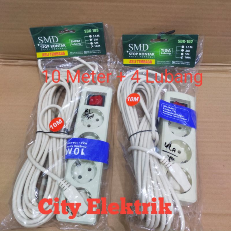 Stop Jadi Kabel 10 Meter + Terminal Kuningan 4 Lubang Saklar On/Off / Sambungan Kabel SNI