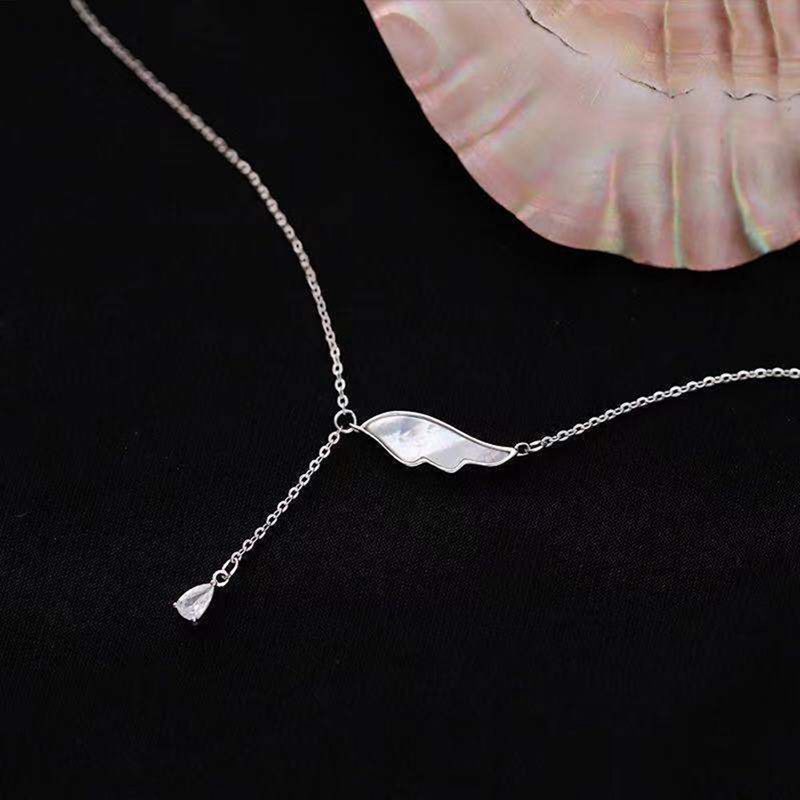 Kalung Desain Sayap Malaikat Bahan Zirkon Untuk Wanita