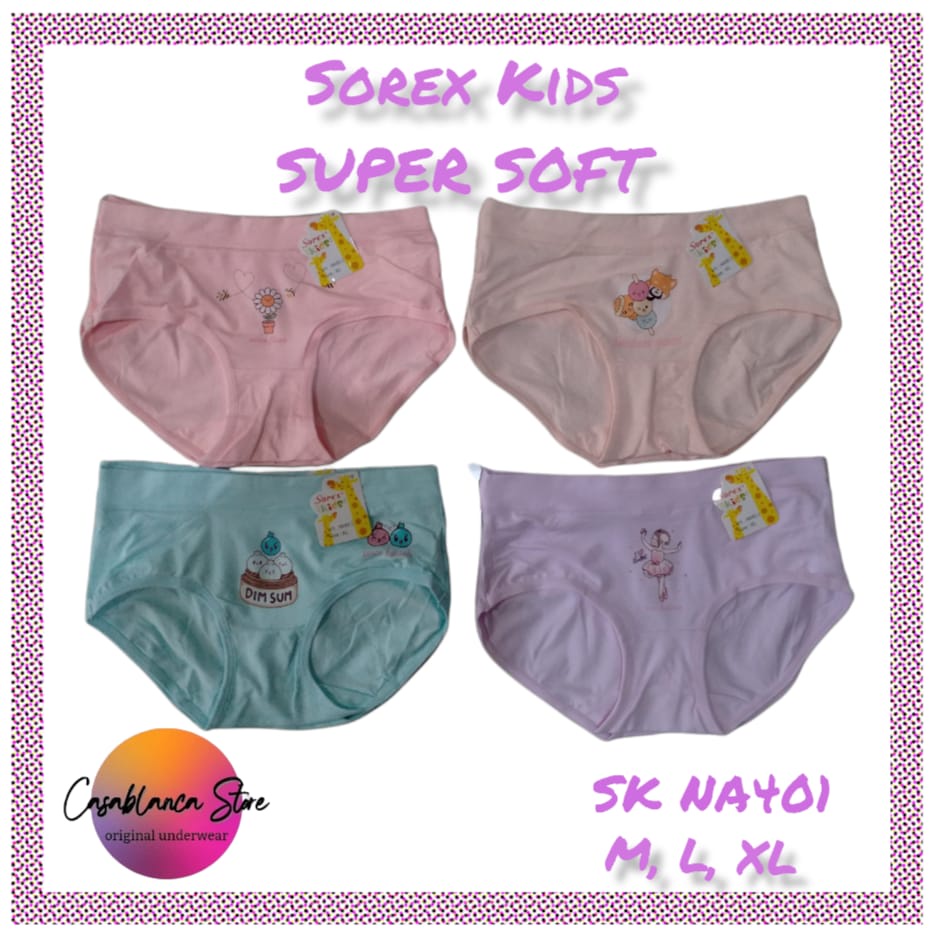 CELANA DALAM ANAK PEREMPUAN SOREX KIDS SUPER SOFT (Art. SK NA401) BERBAHAN SANGAT HALUS &amp; LEMBUT.