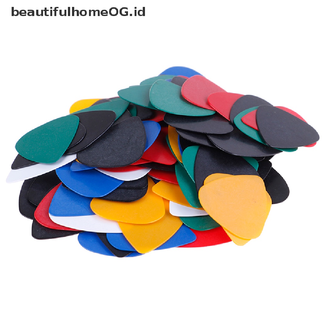 100 Pcs Pick Plectrum Seluloida Warna Lembut Untuk Gitar Akustik Elektrik