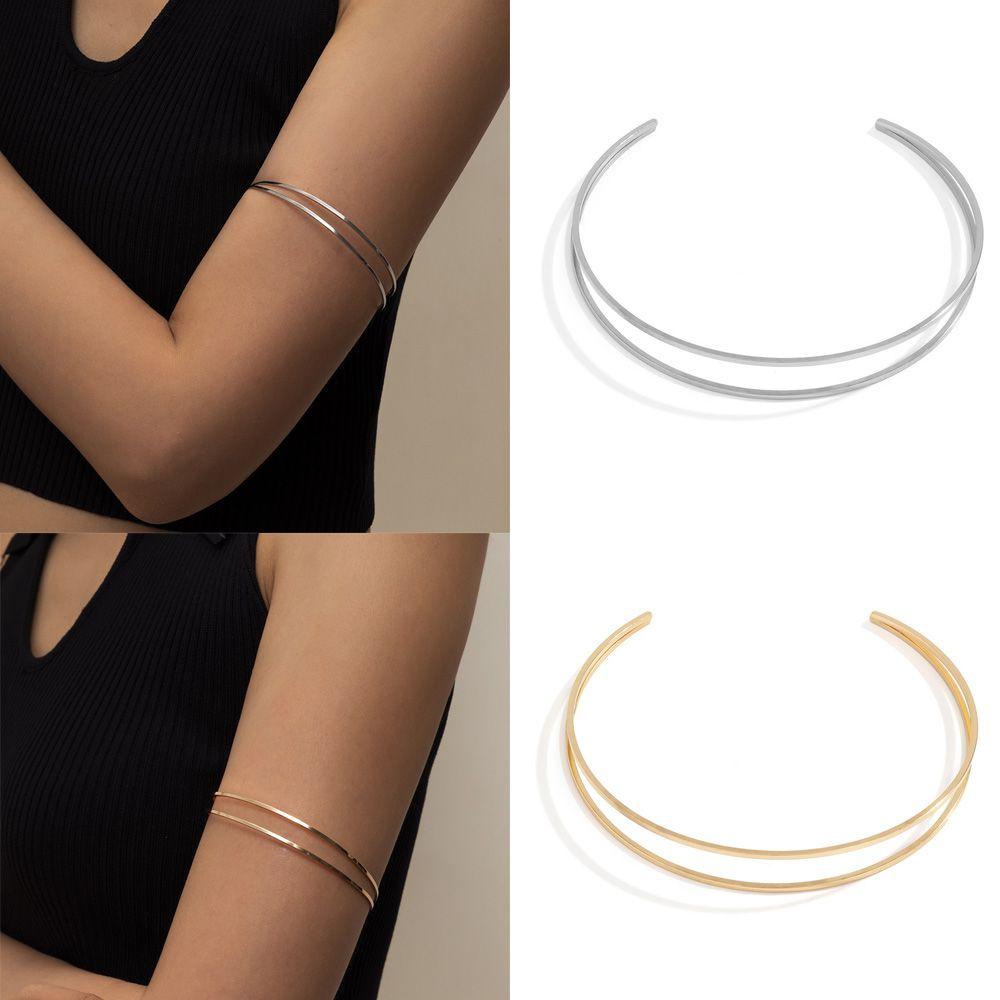 Preva Gelang Aksesoris Populer Punk Double C-shaped Retro Bentuk Geometris