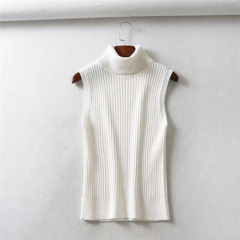 GS047 Turtleneck Tanktop Rajut  Kerah Tinggi Yohana