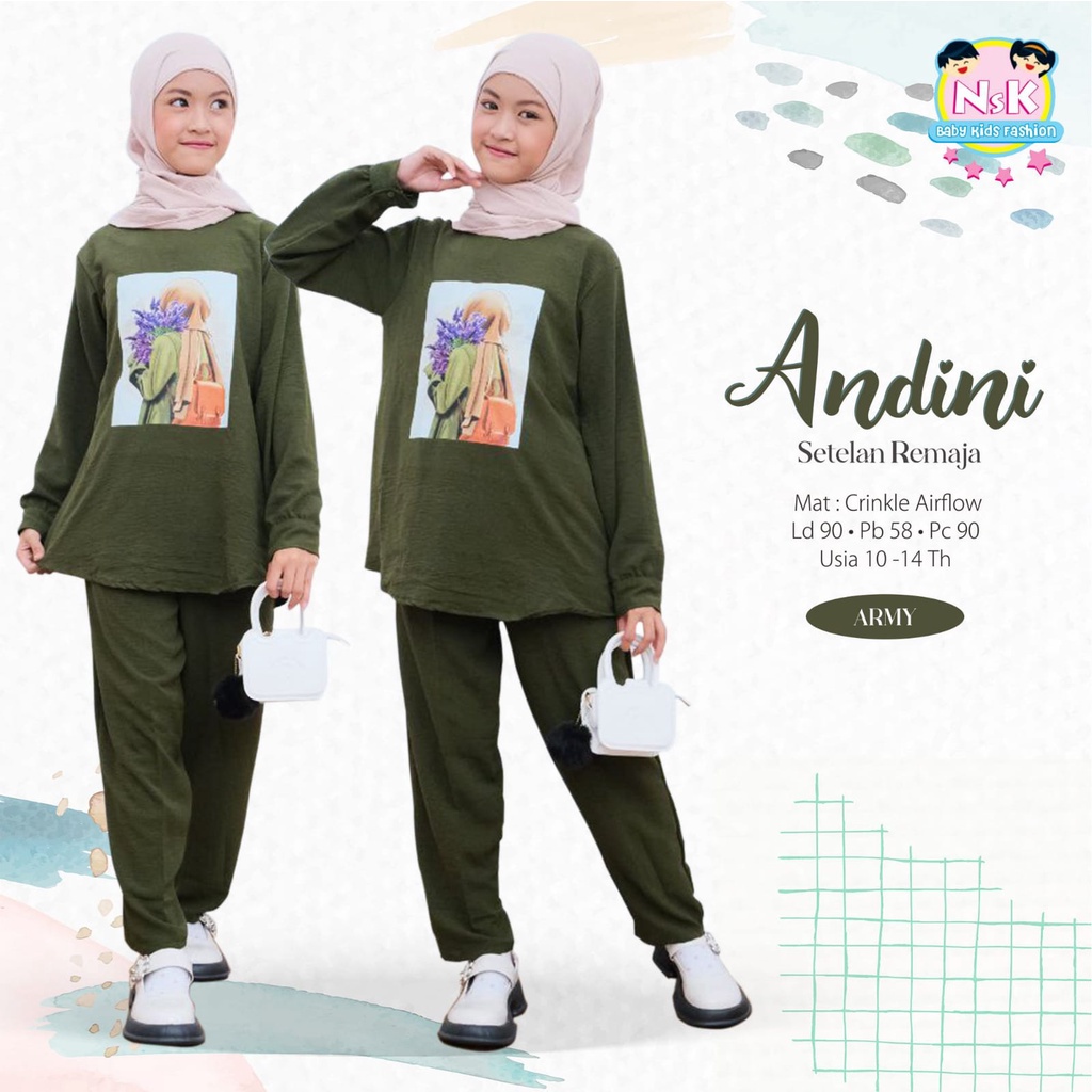 PROMO COD Setelan Baju Lengan Panjang Motif cantik dan Celana Panjang remaja Perempuan Usia 10-14 Ta