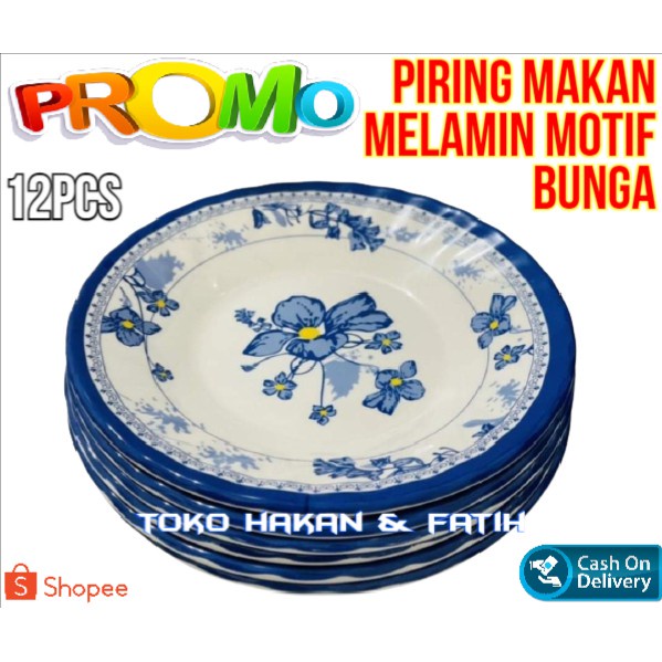 PROMO~6 PCS / 12 PCS / 1 LUSIN PIRING MAKAN MELAMIN MOTIF BUNGA /CANTIK DAN INDAH BISA COD BAYAR DITEMPAT~FMS