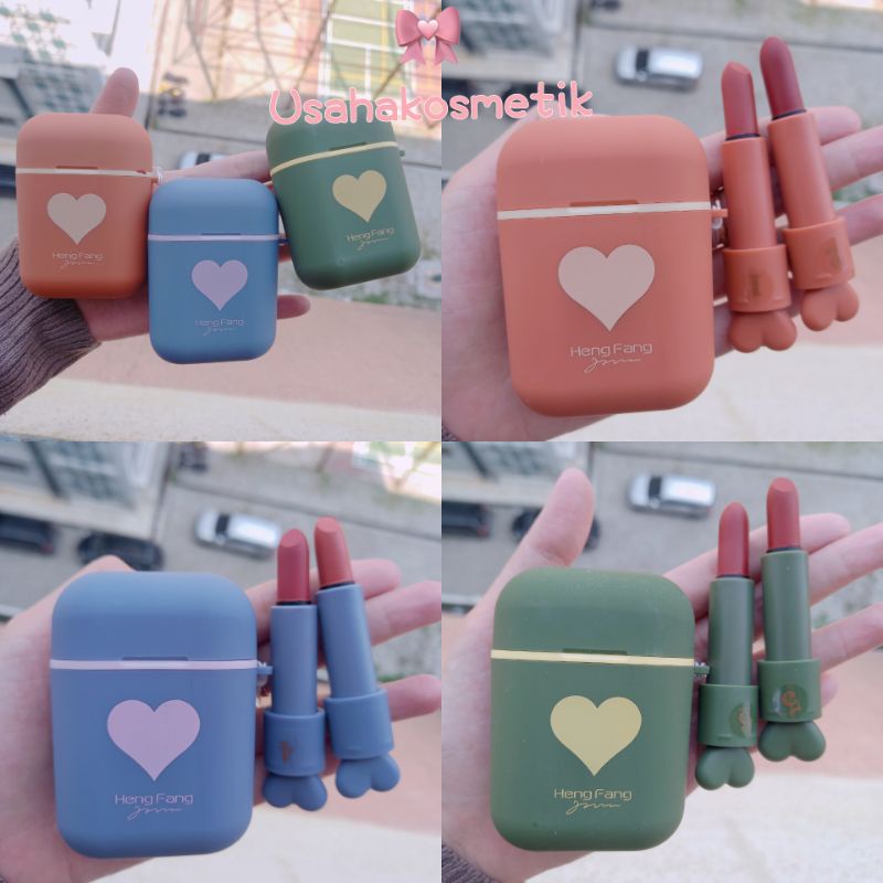 TERMURAH  LIPSTIK KOREA KEMASAN AIR PODS /Lipstick 2 in1 Hengfang cute Girl