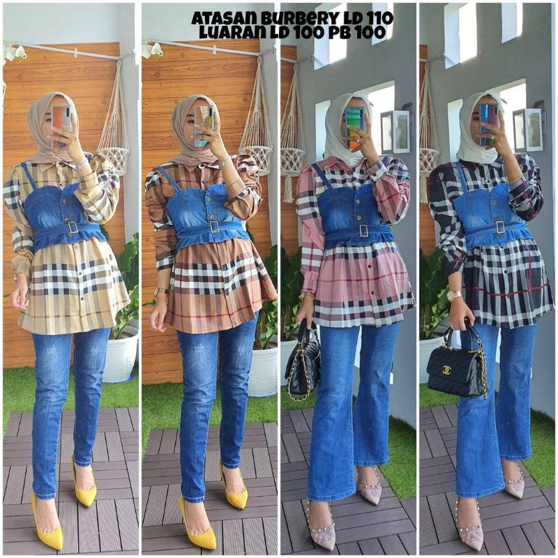 atasan jeans burberry